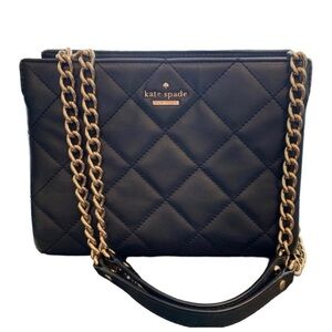Kate Spade Quilted Black Bag with Gold Chain